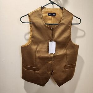 Neil Allyn golden Paisley V neck vest size XS NWT